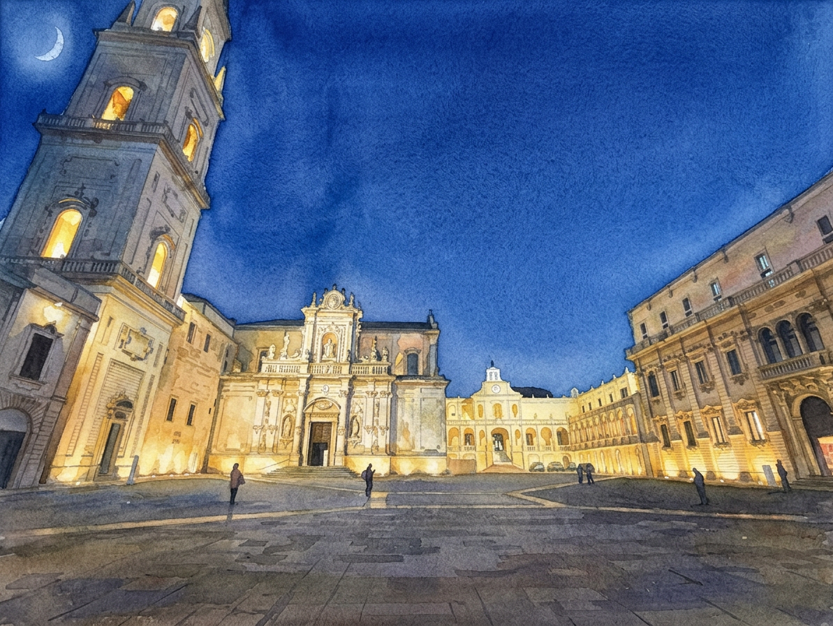 Acuarela Piazza del Duomo, Lecce